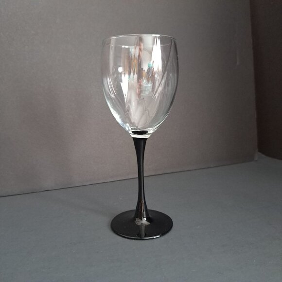 Cristal d'Arques Astra Goblet Black Stem Swirl Optic Clear Bowl Vintage France - Picture 11 of 13